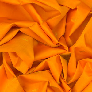 Mango Yellow Handloom Kanchipuram Korvai Silk Saree With Floral Buttas-Mango Yellow