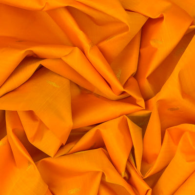 Mango Yellow Handloom Kanchipuram Korvai Silk Saree With Floral Buttas-Mango Yellow