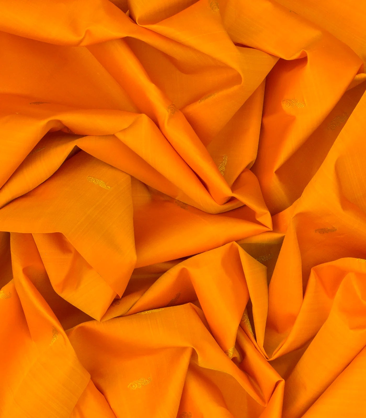 Mango Yellow Handloom Kanchipuram Korvai Silk Saree With Floral Buttas-Mango Yellow