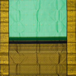 Aquamarine Handloom Kanchipuram Korvai Silk Saree With Floral Buttas-Aquamarine