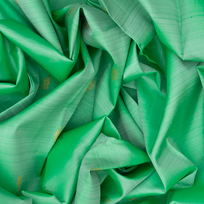 Aquamarine Handloom Kanchipuram Korvai Silk Saree With Floral Buttas-Aquamarine