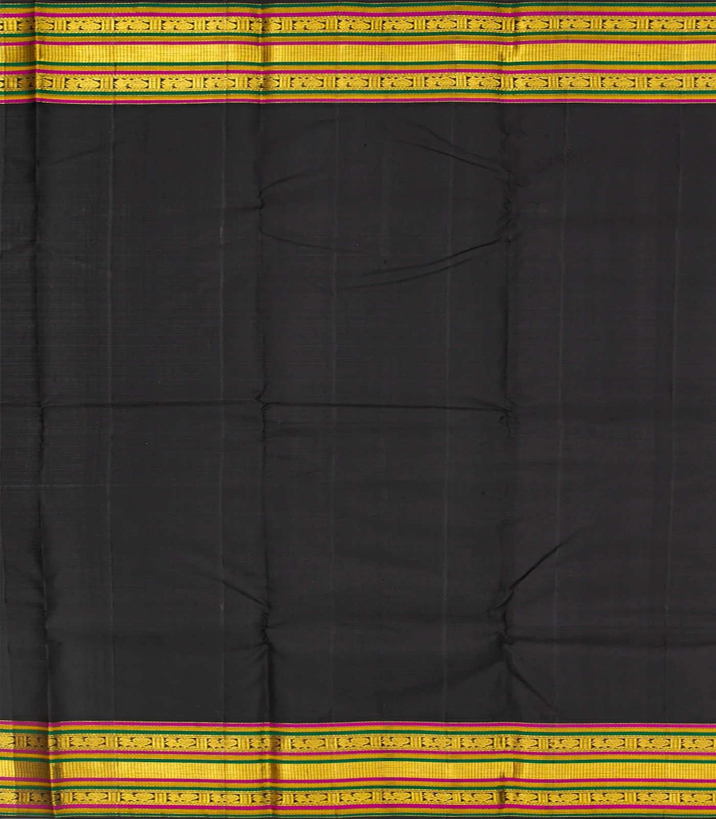 Turquoise Handloom Kanchipuram Korvai Silk Saree With Mango Buttas-Turquoise