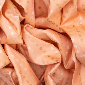 Light Peach Handwoven Kanchipuram Silk Saree With Floral Motifs-Light Peach