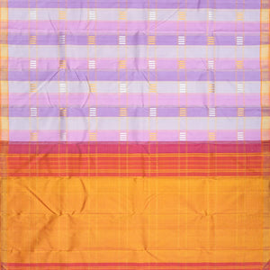 Lavender Handwoven Kanchipuram Silk Saree With Checks-Lavander