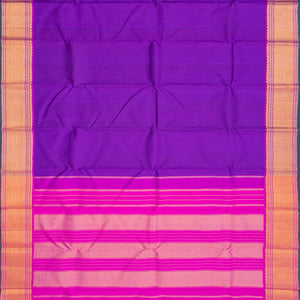 Purple Handloom Kanchipuram Silk Saree With Checks-Purple