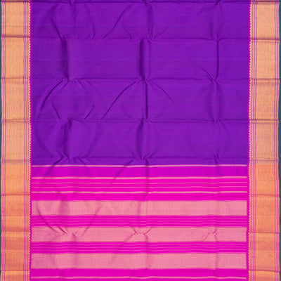 Purple Handloom Kanchipuram Silk Saree With Checks-Purple