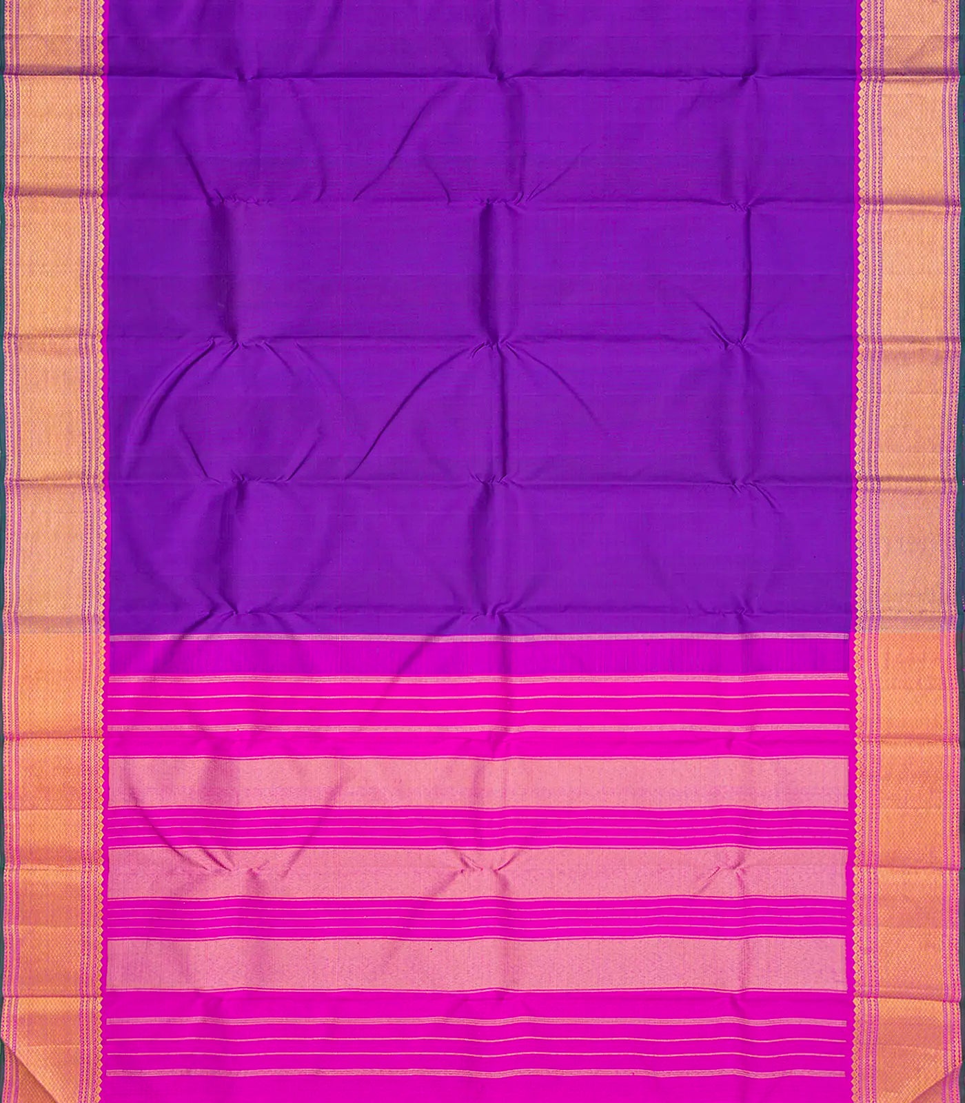 Purple Handloom Kanchipuram Silk Saree With Checks-Purple