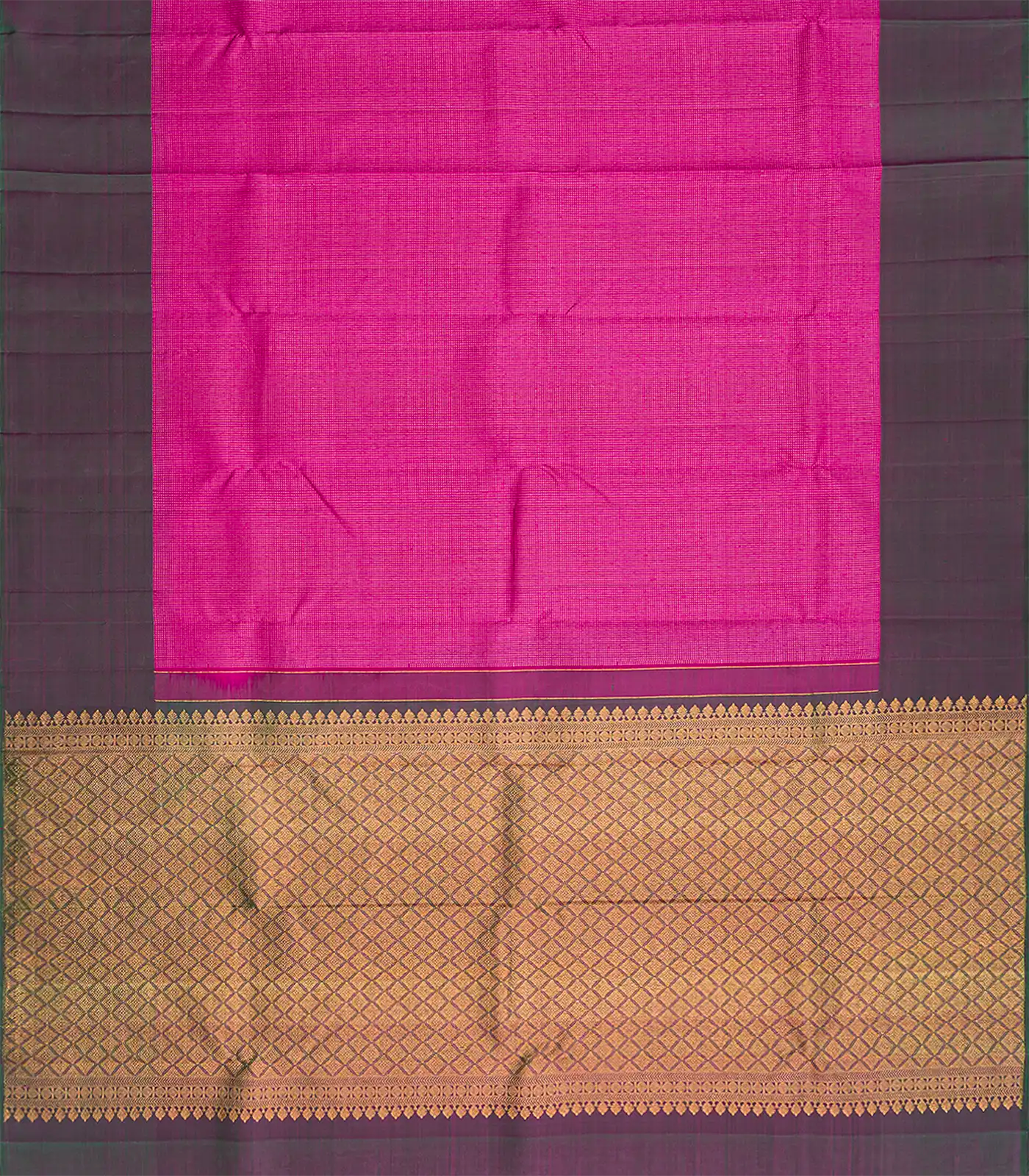 Pink Handloom Kanchipuram Silk Saree With Dotted Checks-Pink