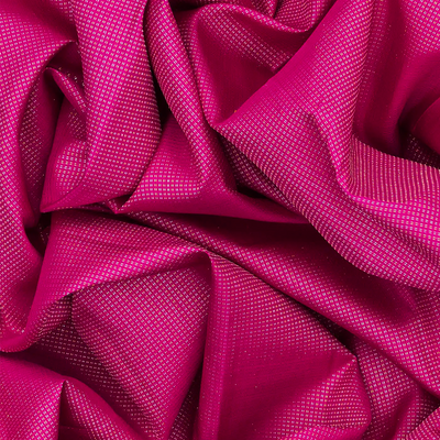 Pink Handloom Kanchipuram Silk Saree With Dotted Checks-Pink