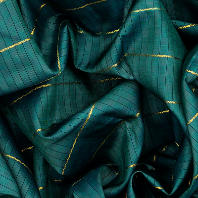 Sea Green Handloom Kanchipuram Payadi Silk Saree With Checks-Sea Green