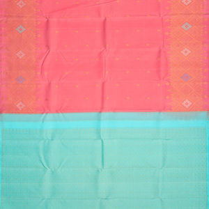 Dusty Pink Handloom Kanchipuram Silk Saree With Geometric Floral Motifs-Dusty Pink