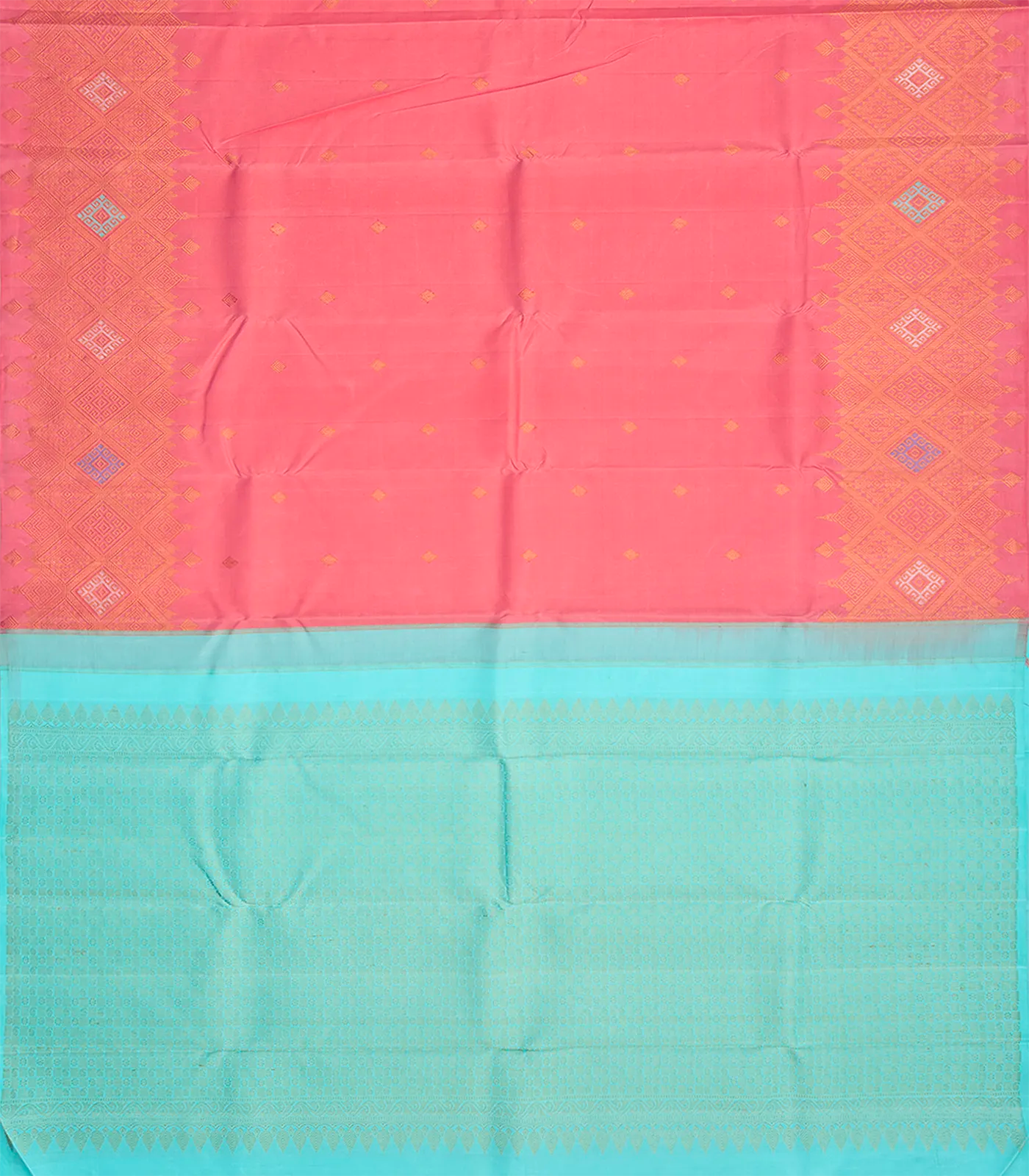 Dusty Pink Handloom Kanchipuram Silk Saree With Geometric Floral Motifs-Dusty Pink