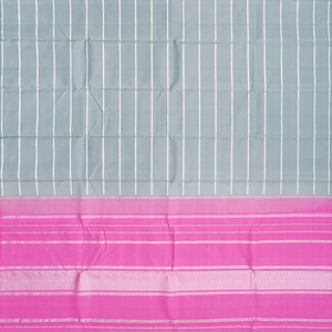 Shadow Green Handloom Kanchipuram Silk Saree With Stripes-Shadow Green