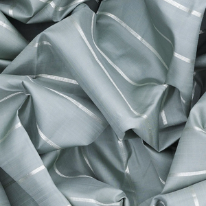 Shadow Green Handloom Kanchipuram Silk Saree With Stripes-Shadow Green