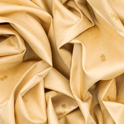 Cream Handloom Kanchipuram Korvai Silk Saree With Floral Buttas-Cream