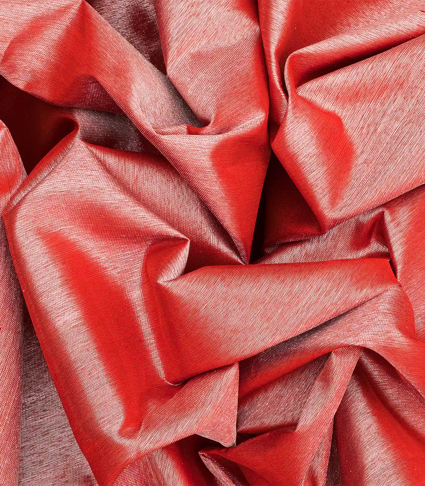 Red Handloom Kanchipuram Korvai Silk Saree With Temple Border-Red