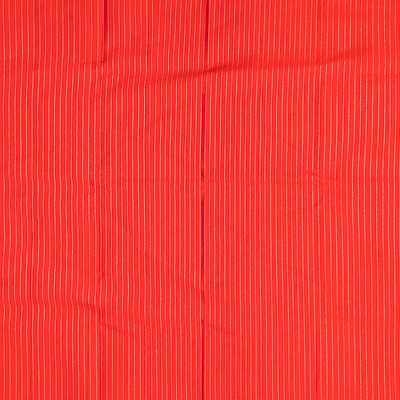 Red Handloom Kanchipuram Korvai Silk Saree With Temple Border-Red