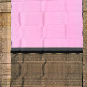 Baby Pink Handloom Kanchipuram Korvai Silk Saree With Stripes-Baby Pink
