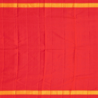 Yellow Handloom Kanchipuram Korvai Silk Saree With Checks-Yellow
