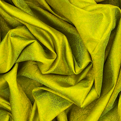 Green Handloom Kanchipuram Korvai Silk Saree With Floral Motifs-Green