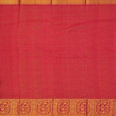 Green Handloom Kanchipuram Korvai Silk Saree With Floral Motifs-Green