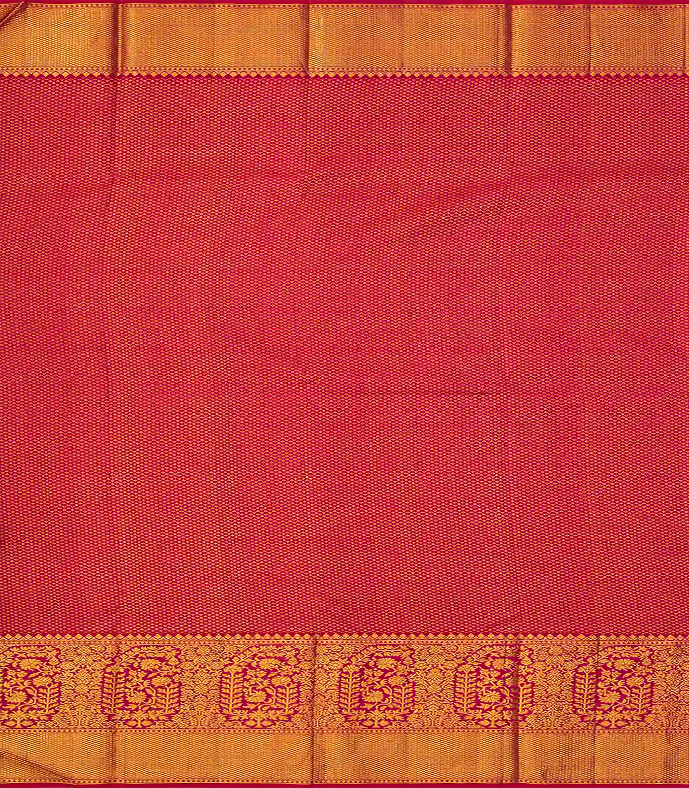 Green Handloom Kanchipuram Korvai Silk Saree With Floral Motifs-Green