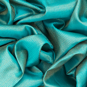 Turquoise Handloom Kanchipuram Korvai Silk Saree With Dotted Motifs-Turquoise