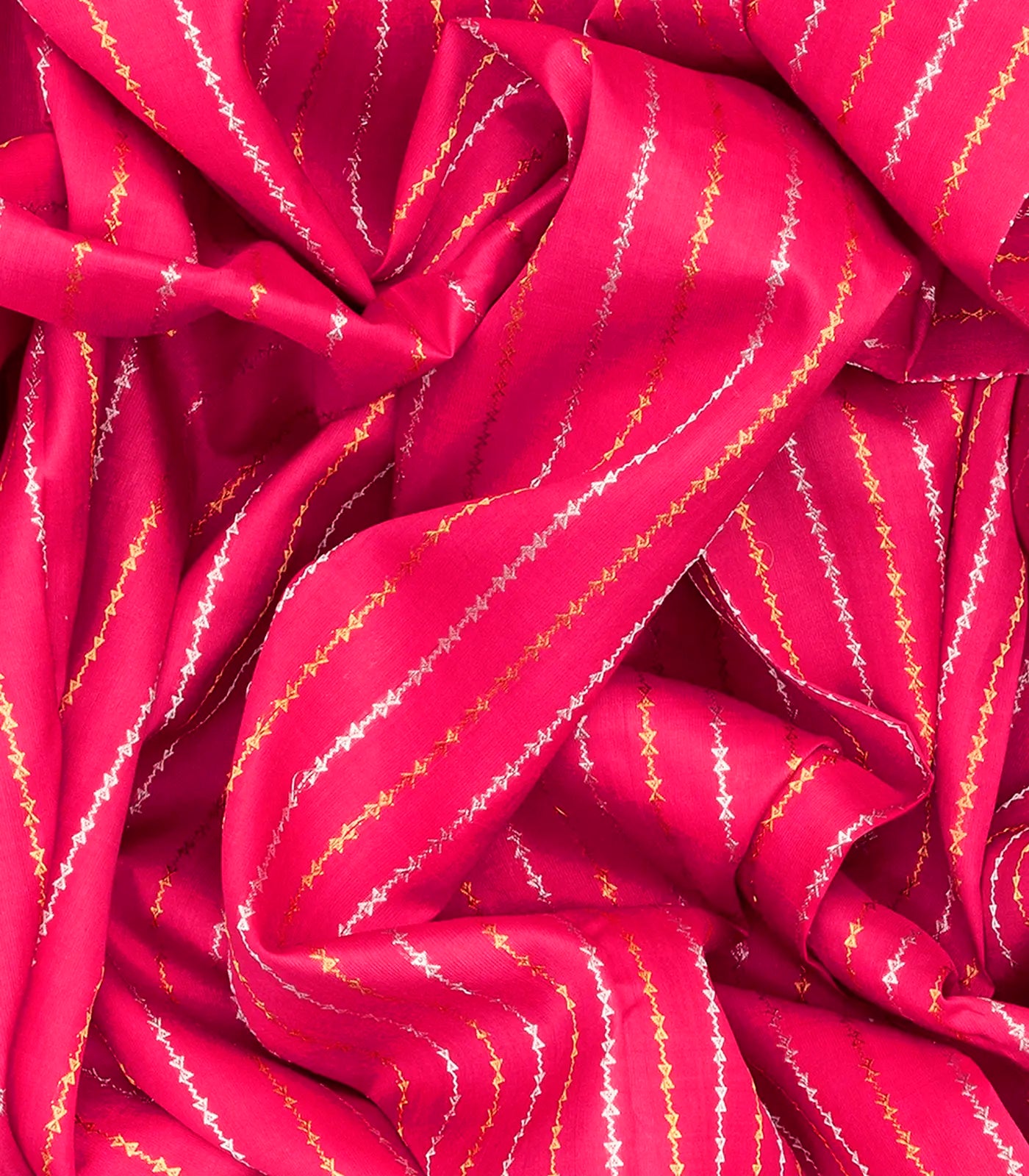 Pink Handloom Kanchipuram Silk Saree With Diamond Stripes-Pink