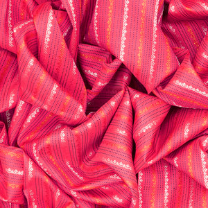 Peach Handloom Kanchipuram Silk Saree With Floral Stripes-Peach