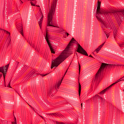 Peach Handloom Kanchipuram Silk Saree With Floral Stripes-Peach