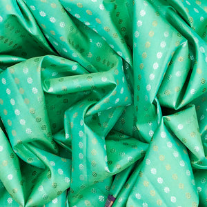 Aquamarine Handloom Kanchipuram Korvai Silk Saree With Floral Motifs-Aquamarine