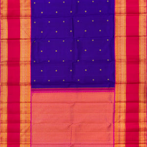 Purple Handloom Kanchipuram Korvai Silk Saree With Rudraksham Motifs-Purple