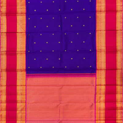 Purple Handloom Kanchipuram Korvai Silk Saree With Rudraksham Motifs-Purple
