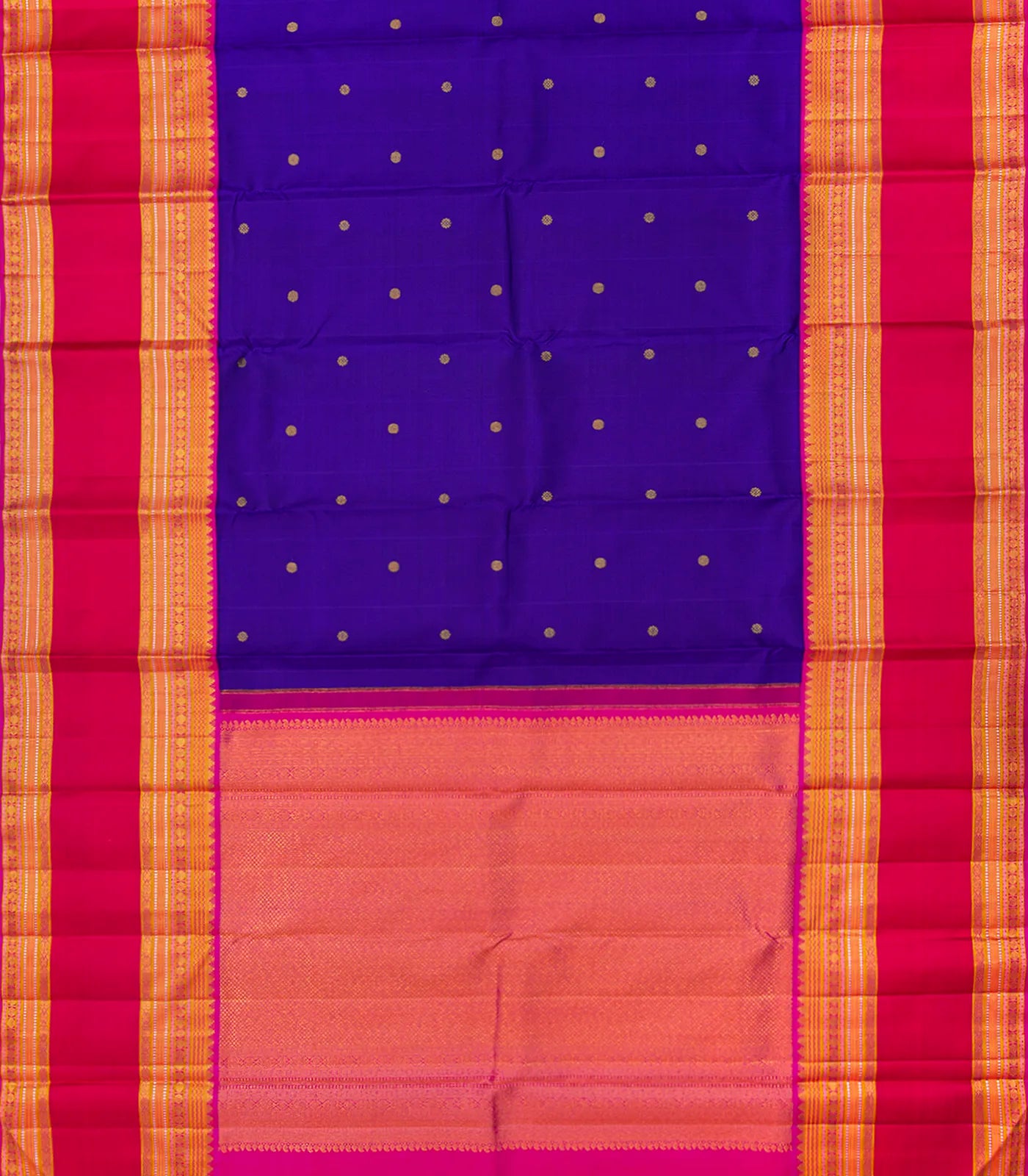 Purple Handloom Kanchipuram Korvai Silk Saree With Rudraksham Motifs-Purple