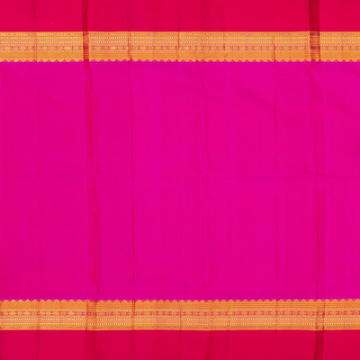 Purple Handloom Kanchipuram Korvai Silk Saree With Rudraksham Motifs-Purple