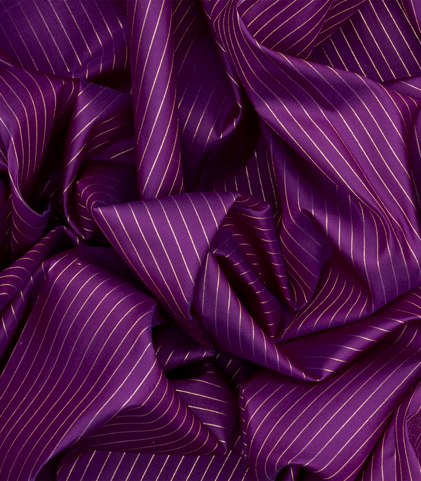 Magenta Handloom Kanchipuram Korvai Silk Saree With Zari Stripes-Magenta