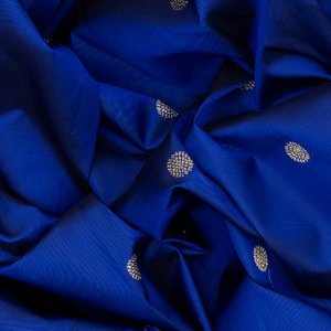 Blue Handloom Kanchipuram Korvai Silk Saree With Chakaram Motifs-Blue