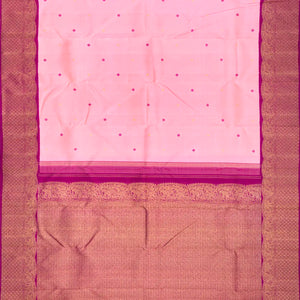 Baby Pink Handloom Kanchipuram Korvai Silk Saree With Kamalam Motifs-Baby Pink