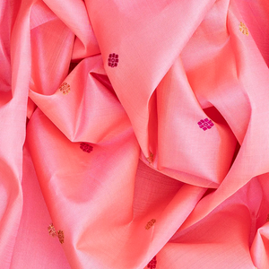 Baby Pink Handloom Kanchipuram Korvai Silk Saree With Kamalam Motifs-Baby Pink