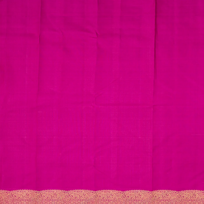 Baby Pink Handloom Kanchipuram Korvai Silk Saree With Kamalam Motifs-Baby Pink