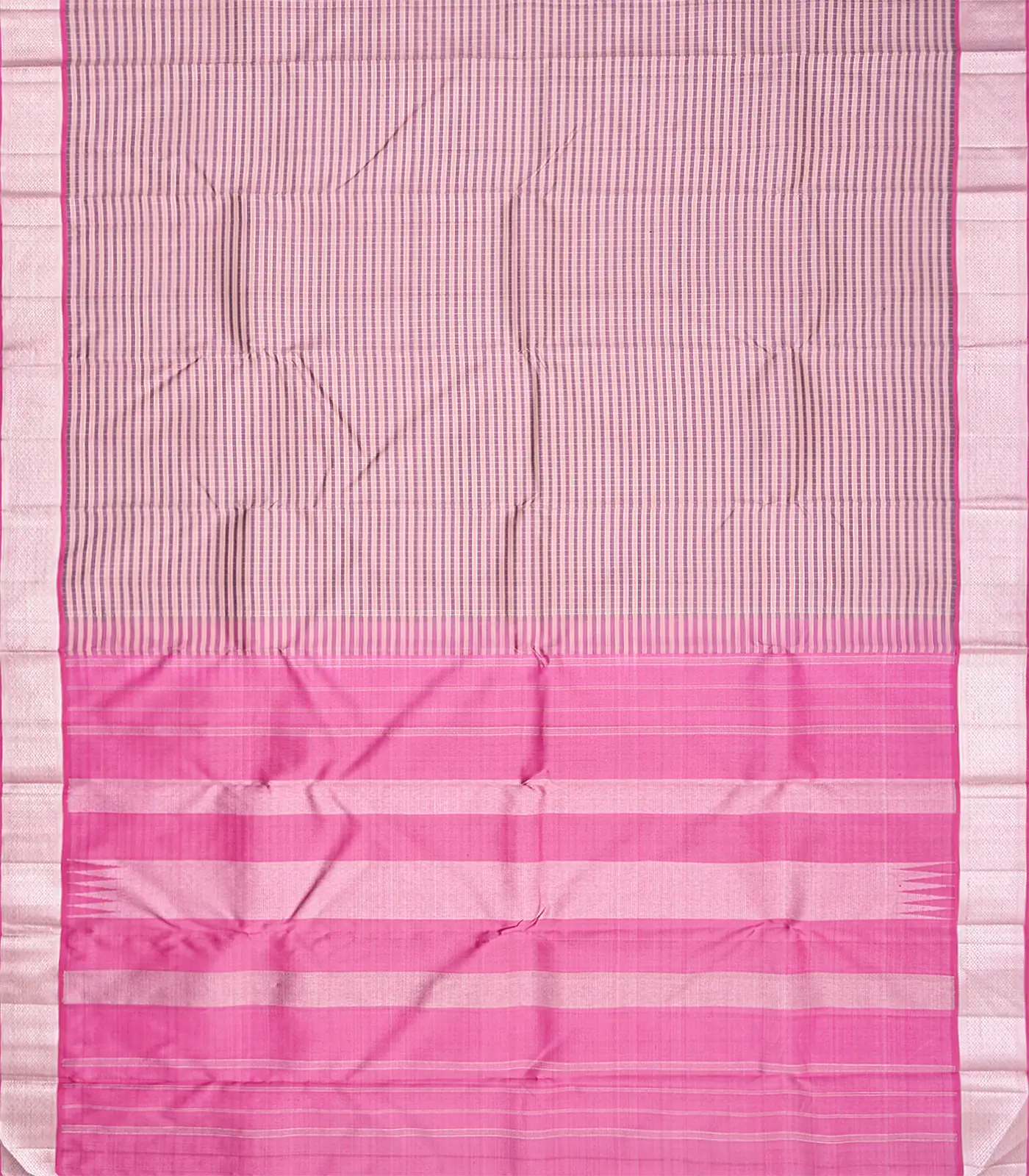 Dusty Pink Handloom Kanchipuram Silk Saree With Checks-Dusty Pink