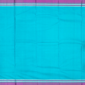 Turquoise Handloom Kanchipuram Silk Saree With Zari Stripes-Turquoise