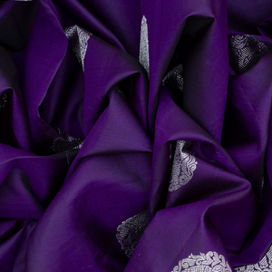 Purple Handloom Kanchipuram Silk Saree With Elephant Buttas-Purple