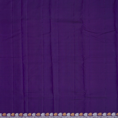 Purple Handloom Kanchipuram Silk Saree With Elephant Buttas-Purple