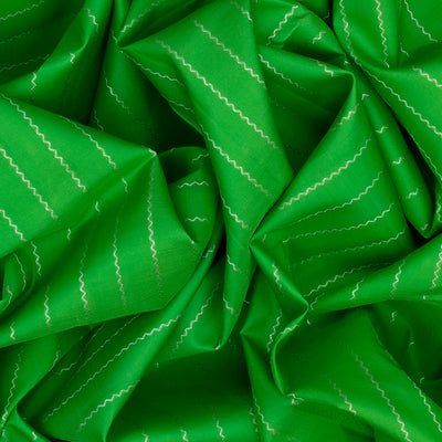 Green Handloom Kanchipuram Silk Saree With Veldari Stripes-Green