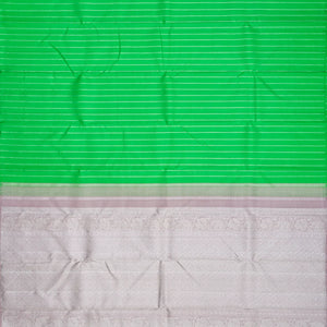 Light Green Handloom Kanchipuram Silk Saree With Veldari Stripes-Light Green