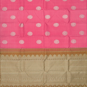 Dark Peach Handloom Kanchipuram Silk Saree With Horse Buttas-Dark Peach