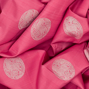 Dark Peach Handloom Kanchipuram Silk Saree With Horse Buttas-Dark Peach