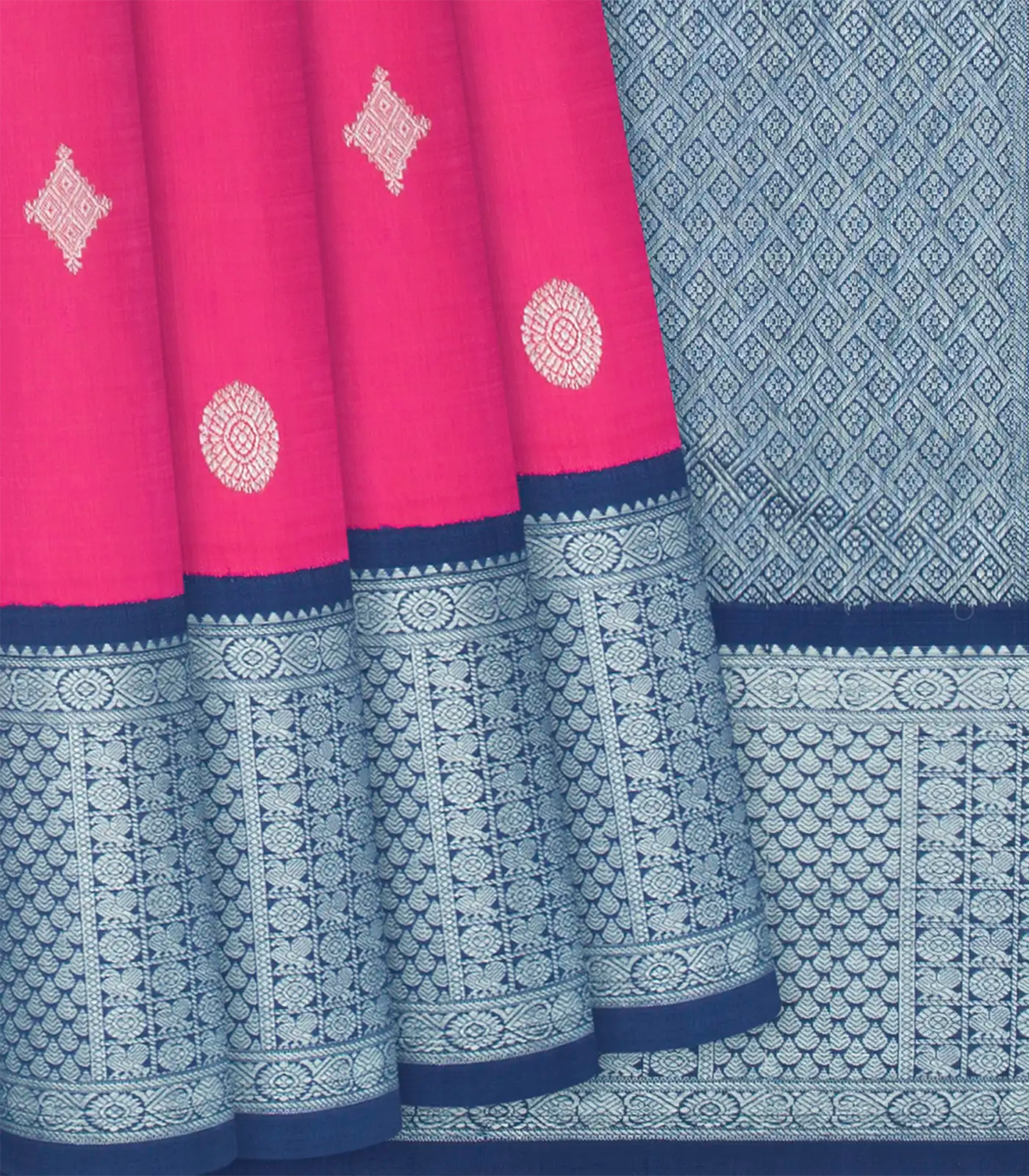 Dark Peach Handloom Korvai Kanchipuram Silk Saree With Chakaram Motifs-Dark Peach