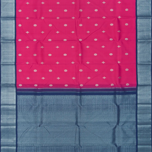 Dark Peach Handloom Korvai Kanchipuram Silk Saree With Chakaram Motifs-Dark Peach